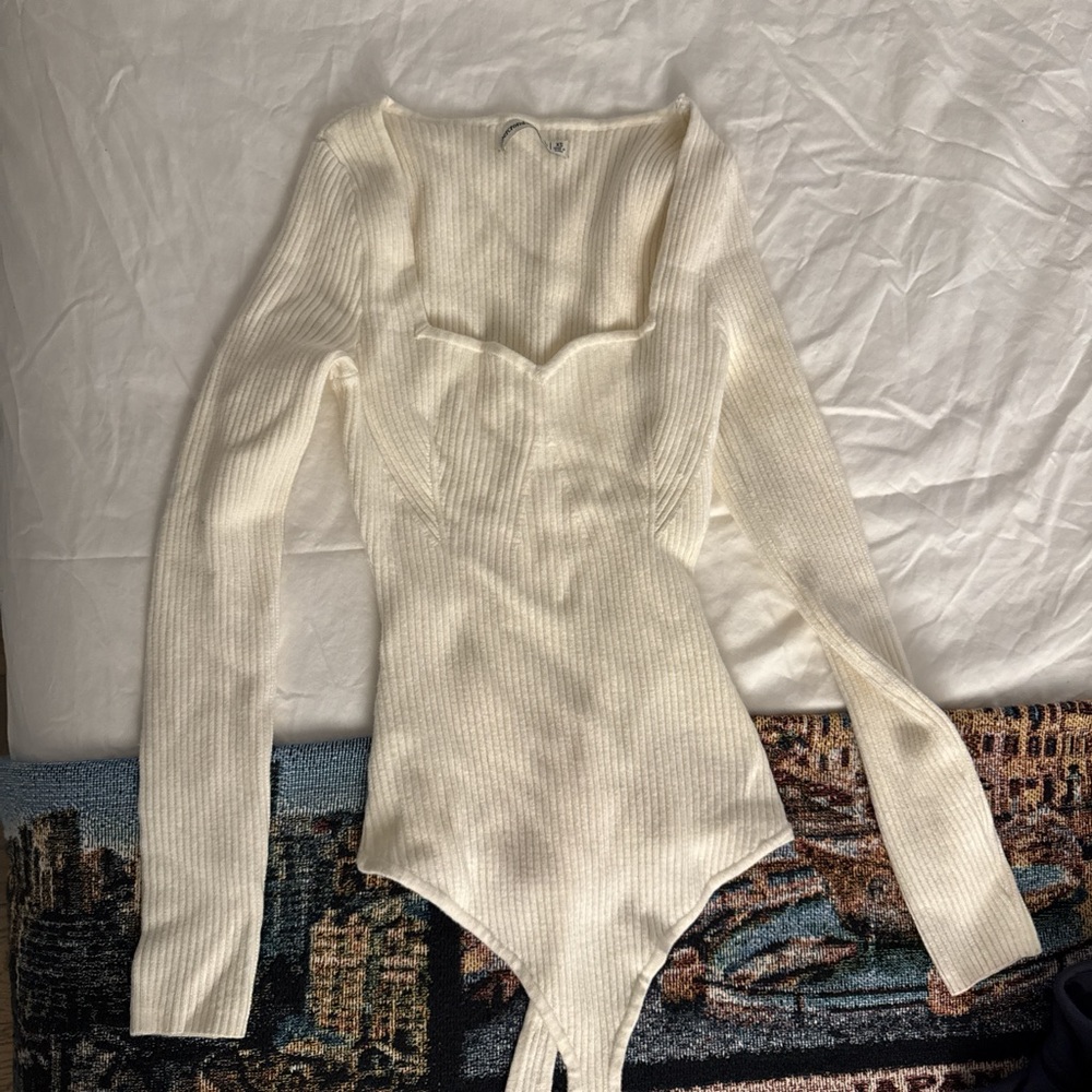 Abercrombie & Fitch Off-White Ribbed Bodysuit